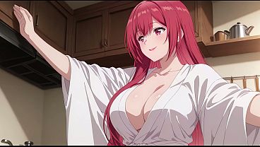 Anak Tiri Pulang Lebih Cepat, Lihat Istri Bapak Masak Pakai Baju Tipis. Kureha Enomoto Cosplay Nakal (generasi Ai)